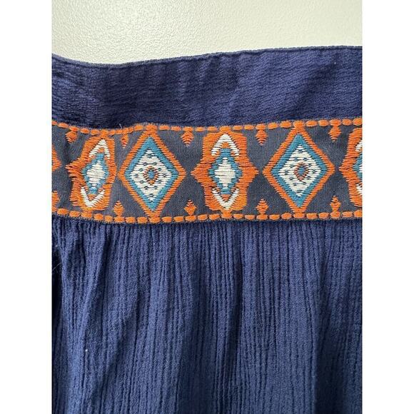 Xhilaration Large Navy Short Flutter Sleeve Gauze Square Neckline Top - Picture 5 of 5